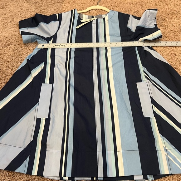 NWT new SP small petite Anthropologie Maeve Emmy swing dress blue stripe pockets - Picture 4 of 17